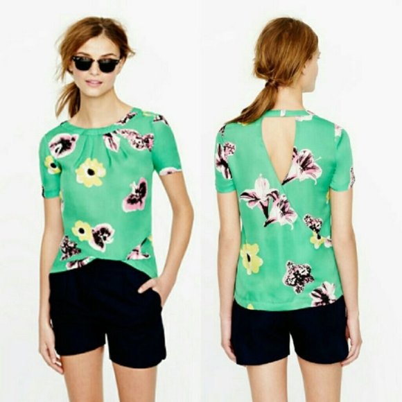 J.Crew Silk swoop Top in punk Floral - Picture 1 of 13